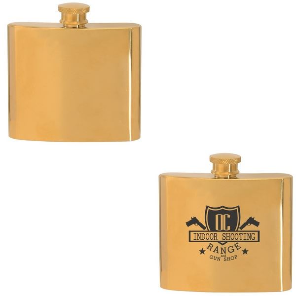 DST33410GD 5 oz. Gold Plated Hip Flask with Custom Imprint
